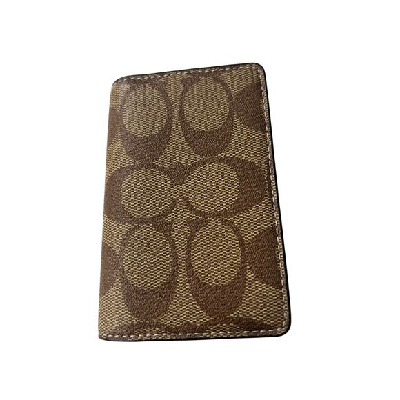 COACH Id Wallet In Signature Canvas TAN/BLACK NWT - Picture 1 of 3